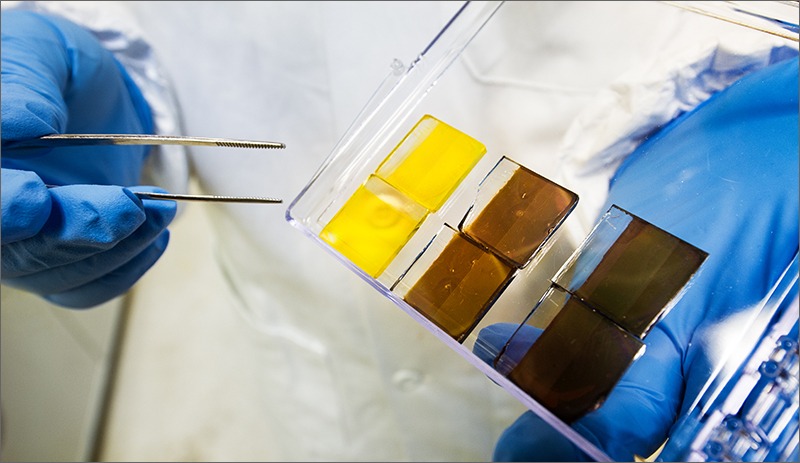 Photo of thin-film perovskite solar cells