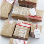 Gifts wrapped using Trader Joe's bags